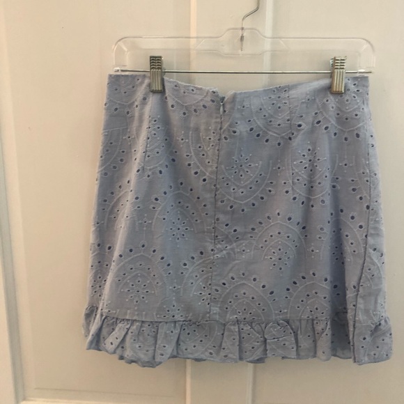 Asymmetrical Ruched Ruffle Trim Embroidery Skirt - Picture 2 of 4